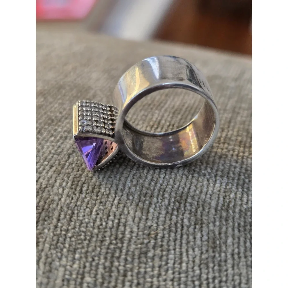 Artisan Amethyst Sterling Ring Sz 7.5 Vintage Stunning!